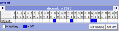 A calendar with numbers and letters
Description automatically generated